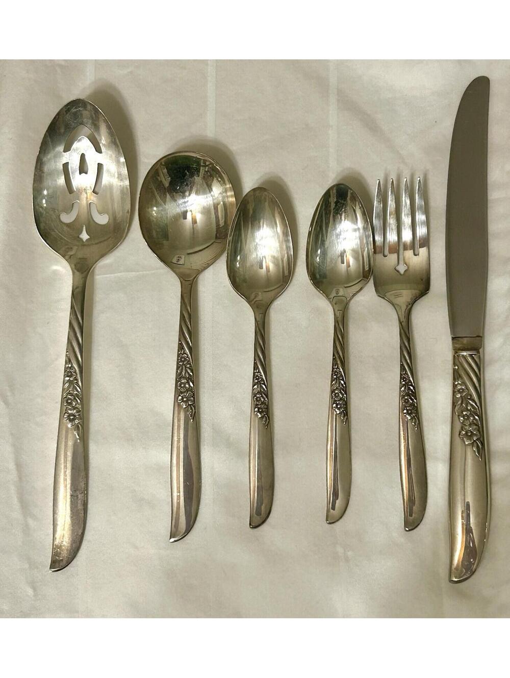 Vtg Oneida Wm A Rogers Always Wildwood Silver Overlaid Flatware
